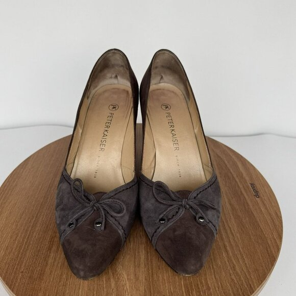 Peter Kaiser Two Tones Brown Taupe Bow Low‎ Heels suede Leather Womens 7US / 5UK - Picture 2 of 8